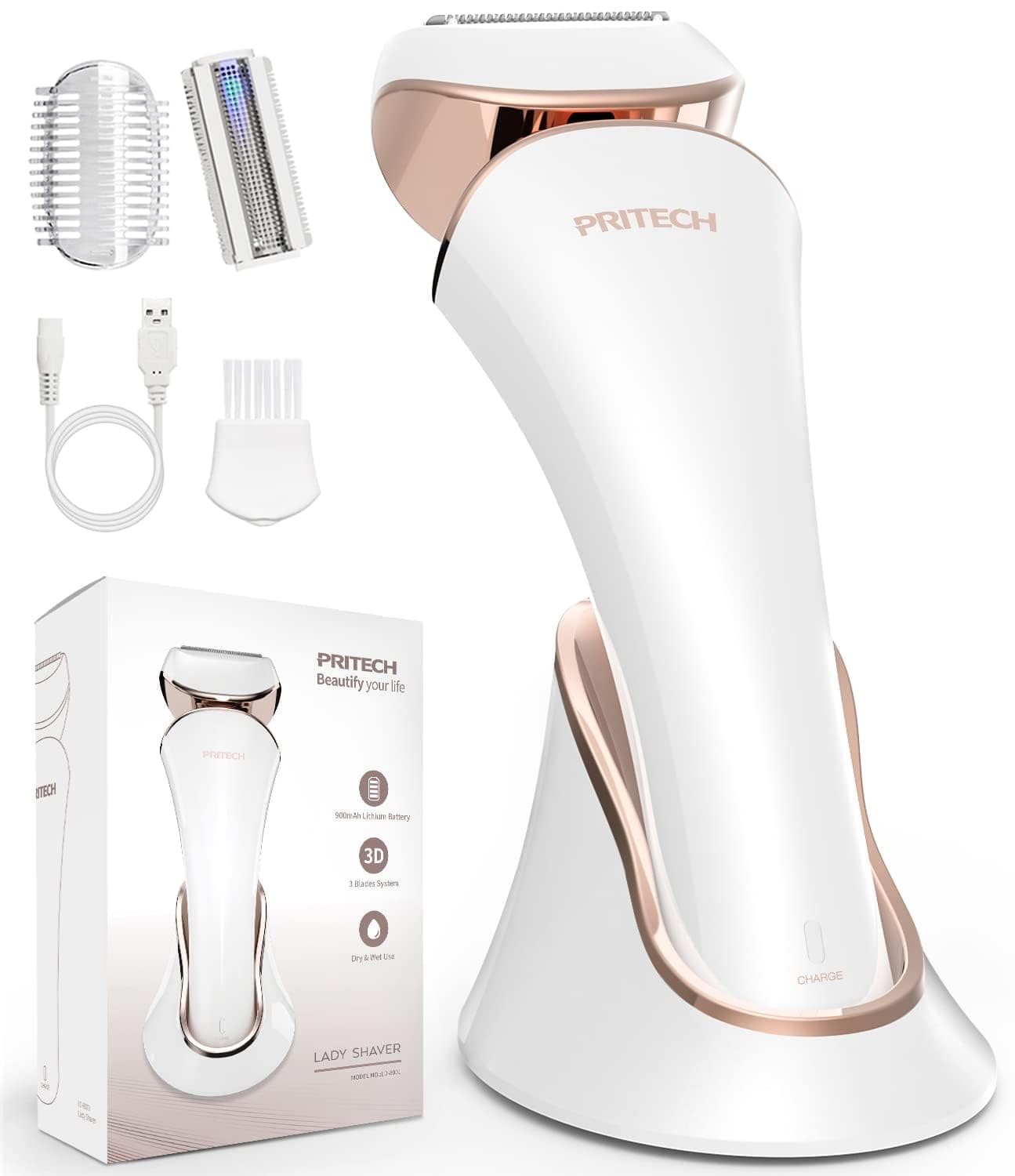 PRITECH cordless shaver with multiple blades
