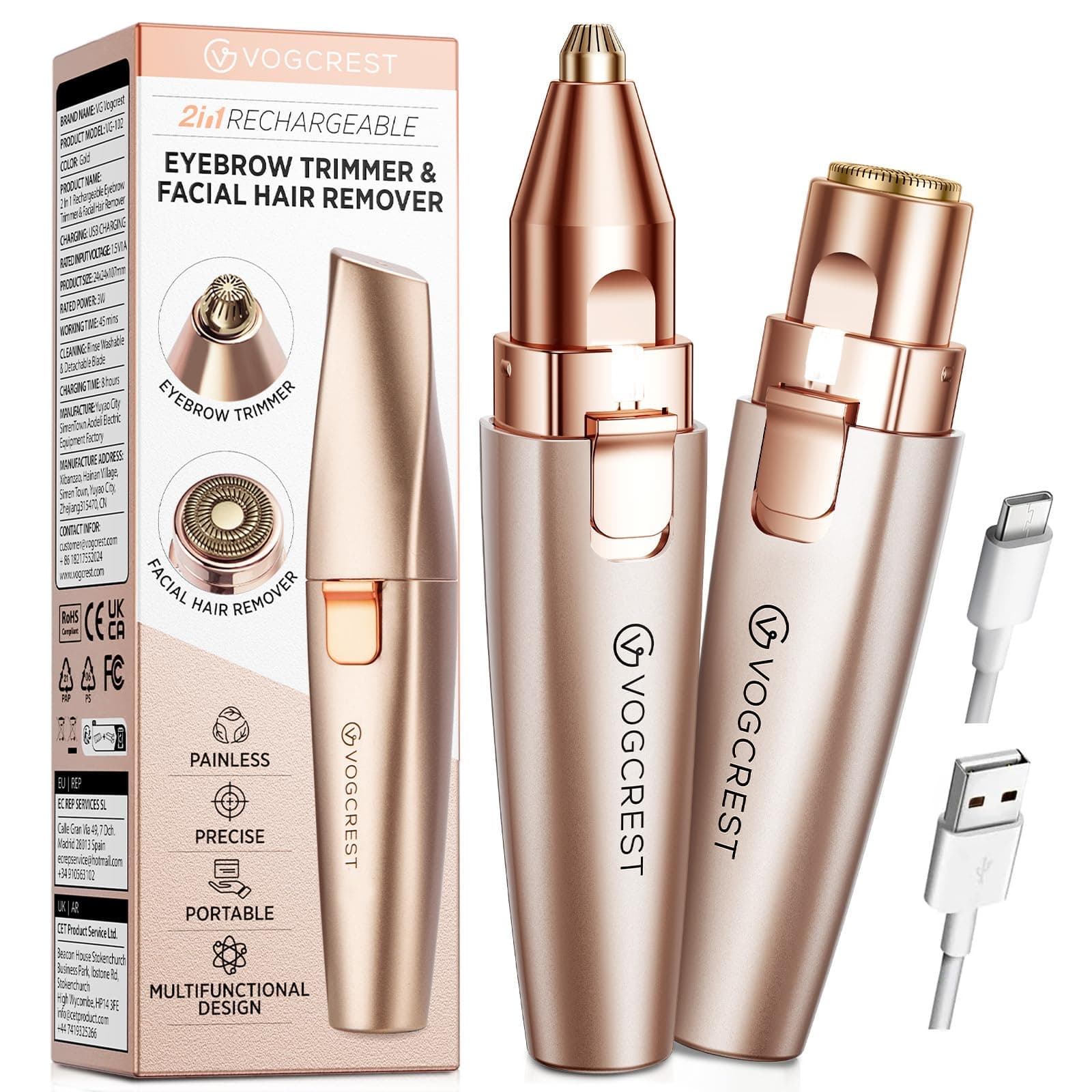 VG VOGCREST facial trimmer with LED light attachment