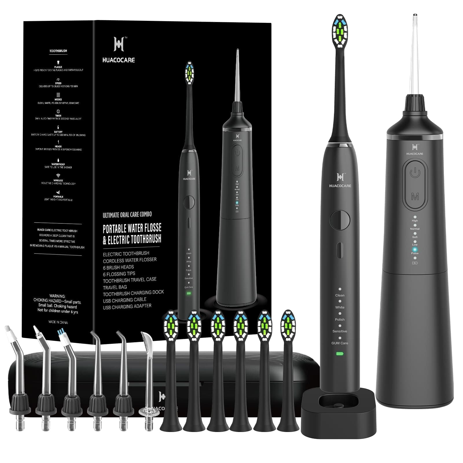 Huaco Care electric toothbrush and water flosser combo