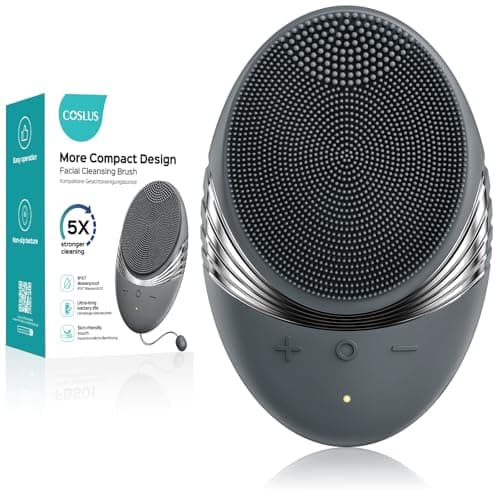 COSLUS silicone cleansing brush beside cleanser
