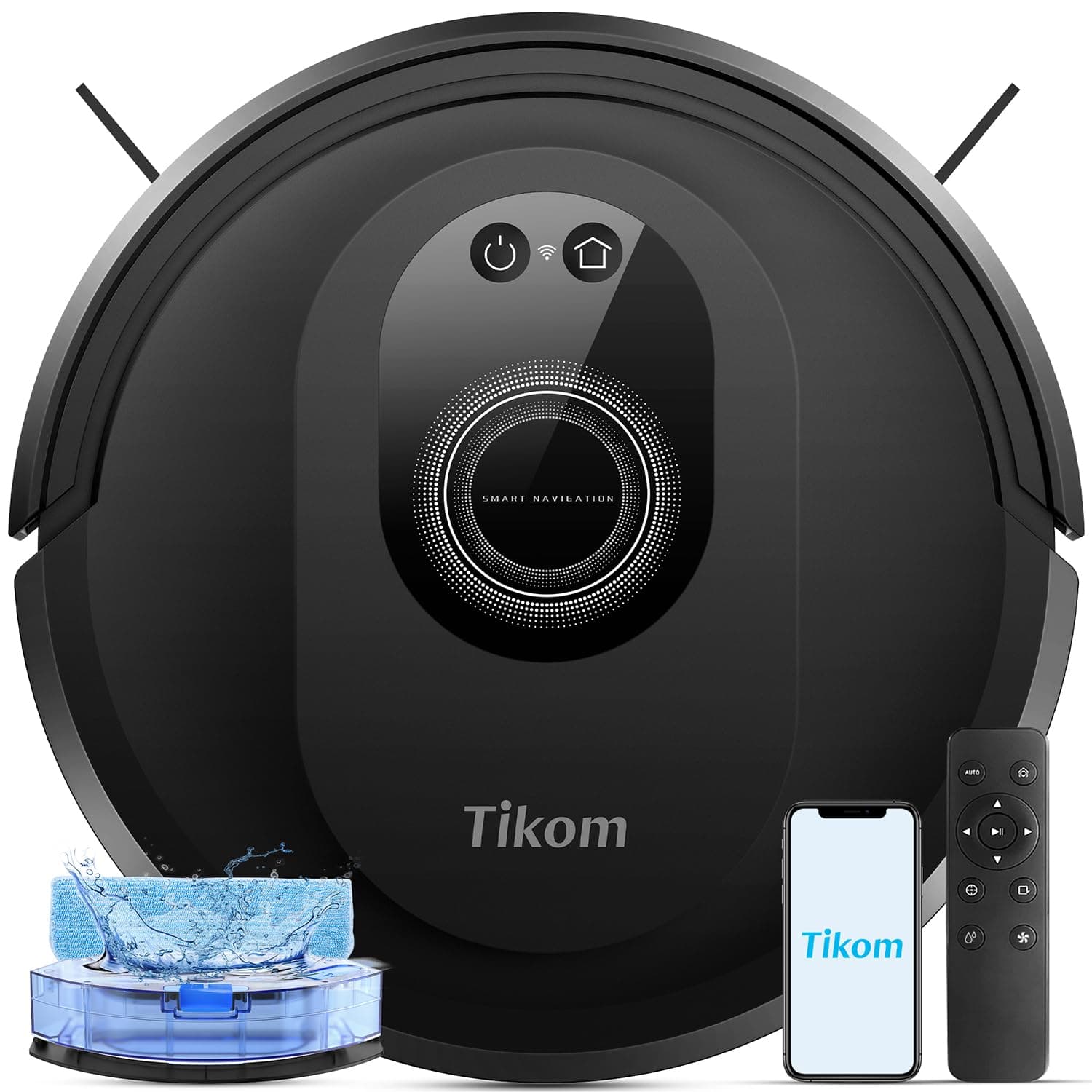 Tikom G8000 Max robot vacuum and mop on hardwood floor