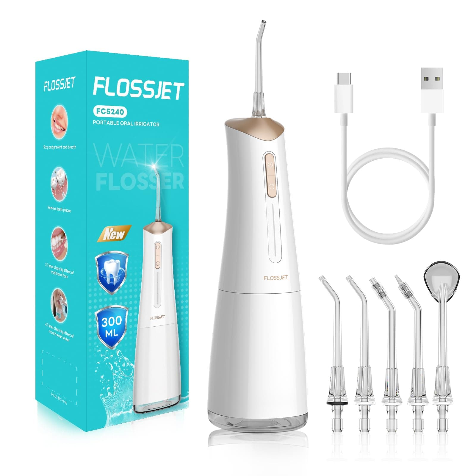FlossJet cordless water flosser with detachable tank