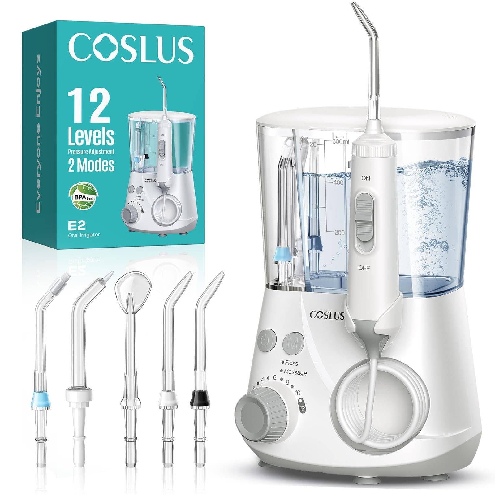 COSLUS countertop water flosser with nozzle storage