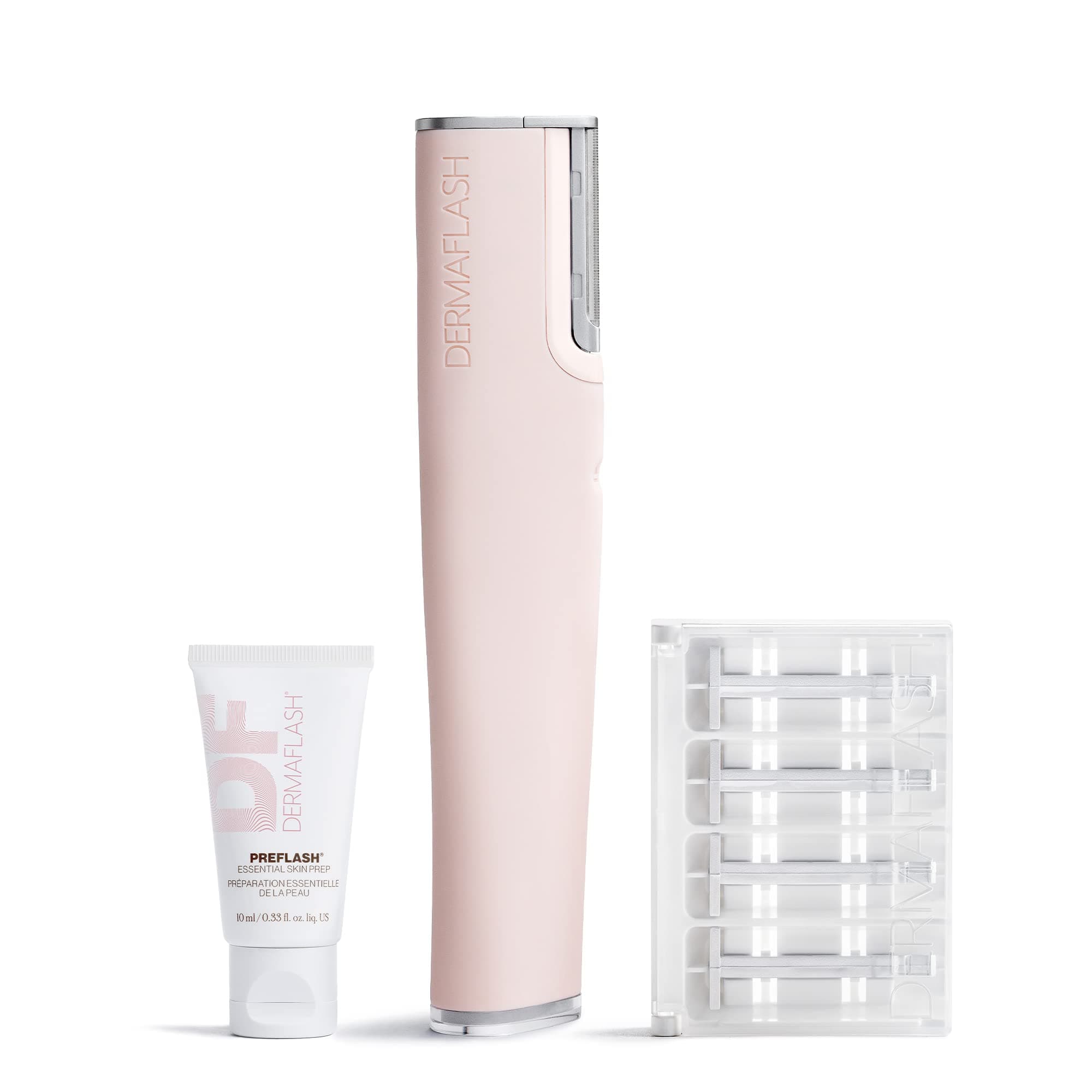 Dermaflash Luxe+ dermaplaning kit in icy pink