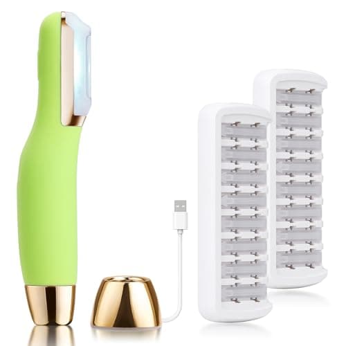 Green CEVEK sonic dermaplaning tool with accessories