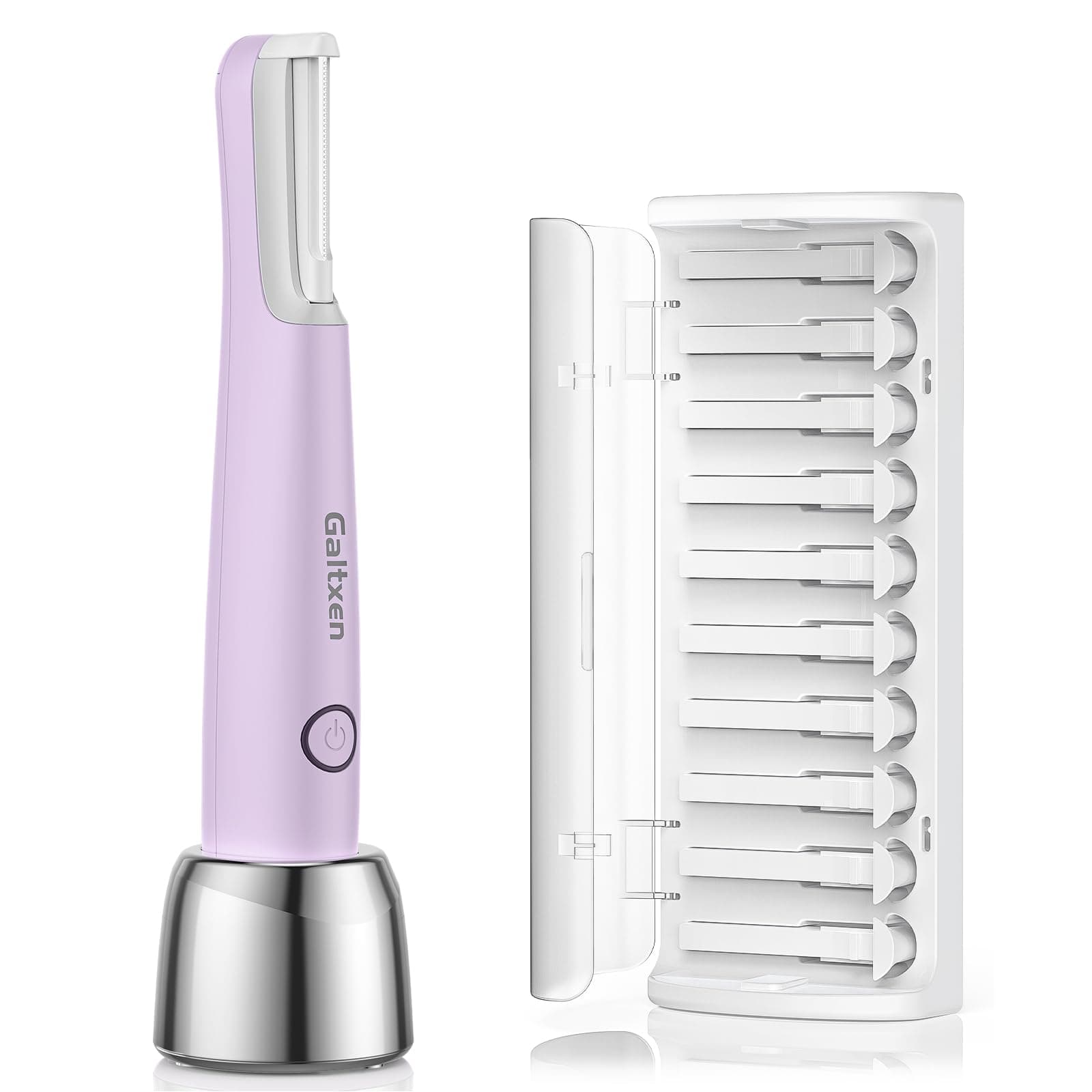 Purple sonic dermaplaning tool with LED light