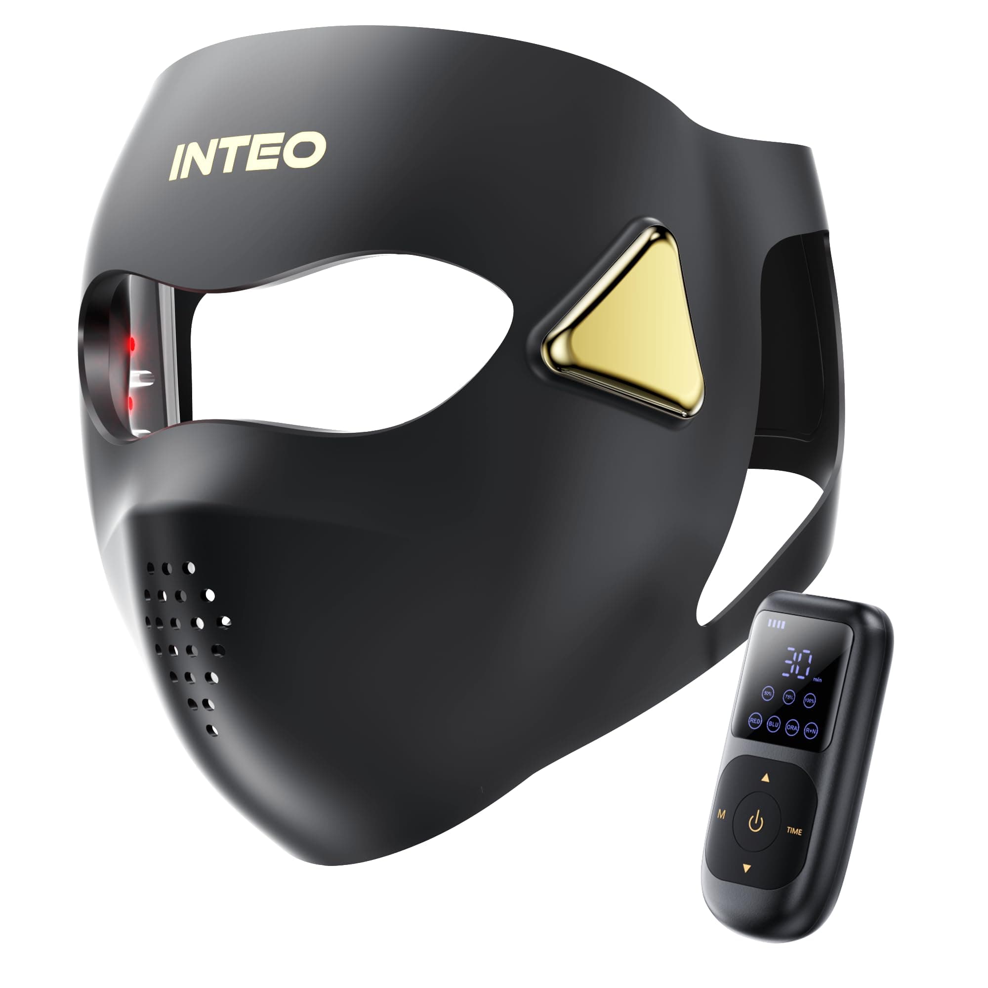 INTEO LED mask with remote on desk