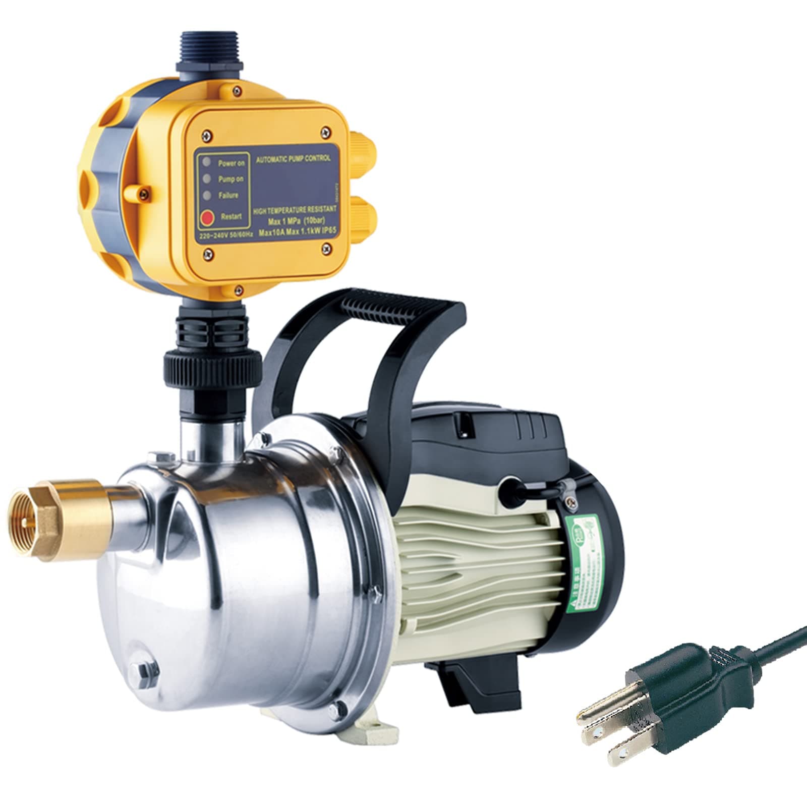 3/4 HP Shallow Well Pump with Smart Controller, 1056GPH, 110V, Stainless Steel Irrigation pump, Automatic Water Pressure Booster Pump for Home, Garden, Lawn, Sprinkler