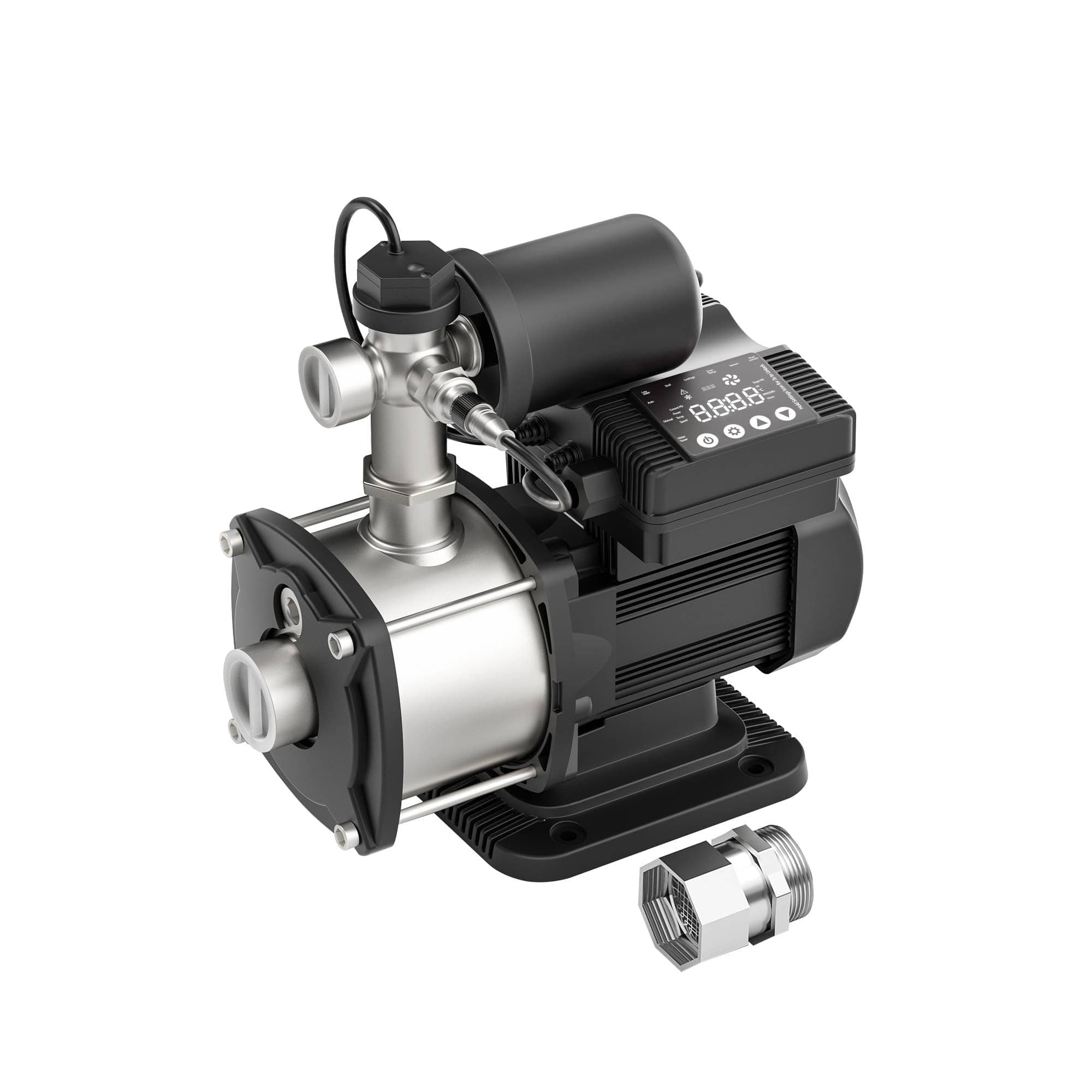 0.87HP, 86PSI, 25GPM Smart Water Pressure Booster Pump, Variable Speed & Power, Constant Pressure Pump for Home House, Shower, Irrigation, 115V, 1" NPT, Stainless Steel Impeller & Volute, PMSM