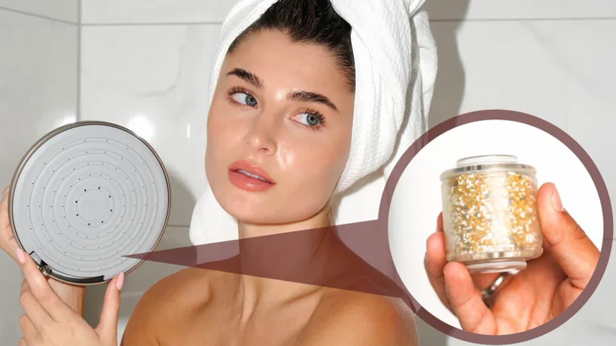 NUUD showerhead with filtration beads