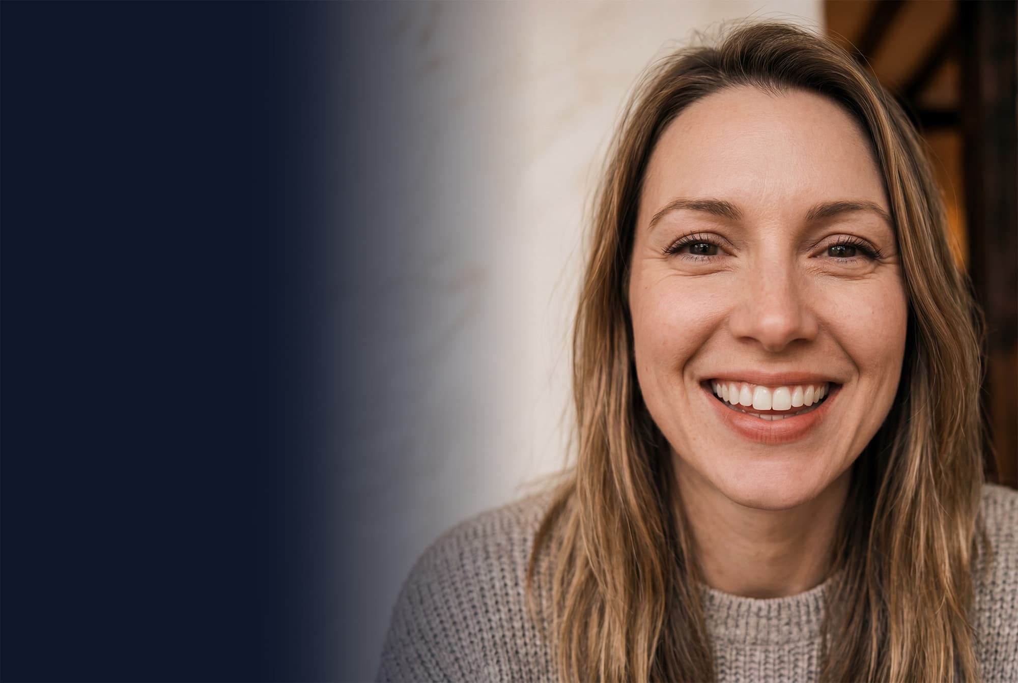 Close-up of a confident smile showing natural-looking white teeth